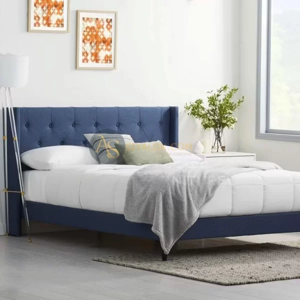 Afro-Tufted-Platform-Blue-Bed-Furnitureindubai